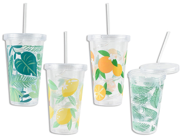Printed Tumbler With Crazy Straw