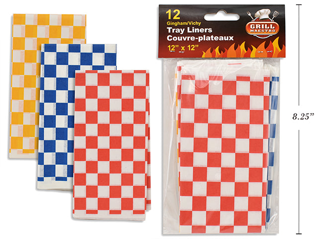 Gingham Bbq Tray Liner 12 Pack