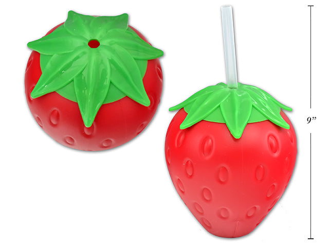 Strawberry Drinking Cup With Straw And Lid