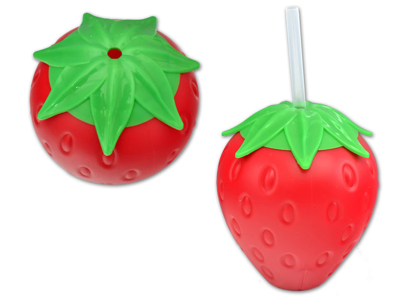 Strawberry Drinking Cup With Straw And Lid