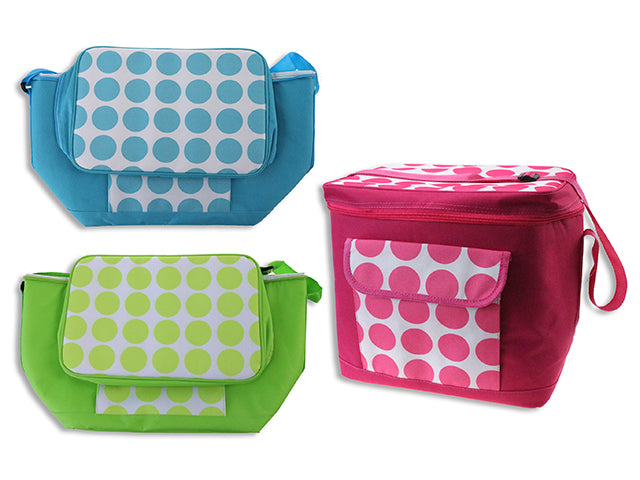 Insulated Polka Dots Cooler Bag With Front Sleeve Pocket