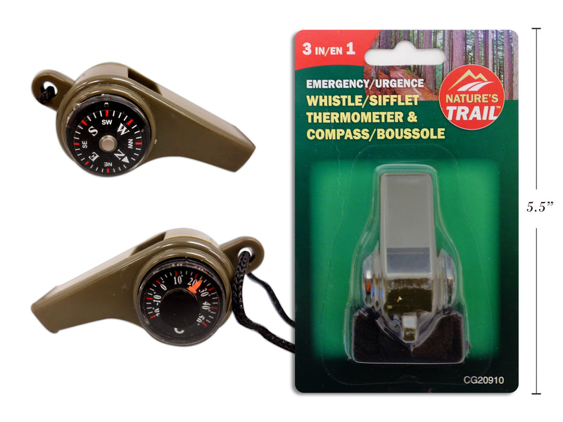 Emergency Whistle Compass Thermometer