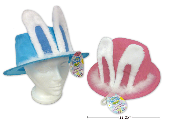 Plush Bunny Ear Easter Hat With Feather Trim