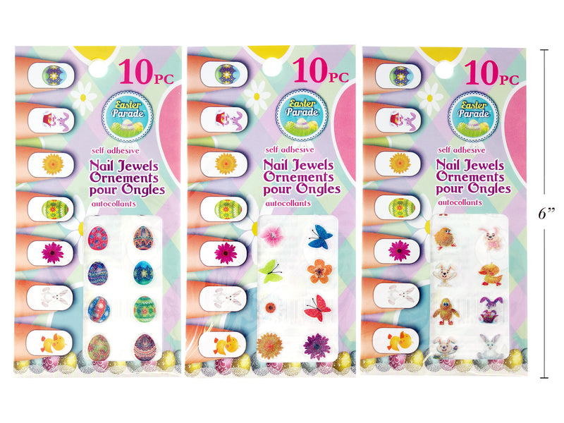 Easter Self Adhesive Glitter Finger Nail Art 10 Pack