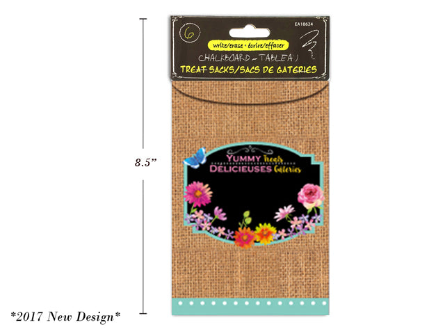 Spring Real Chalkboard Treat Sacks With Flip Over Top 6 Pack