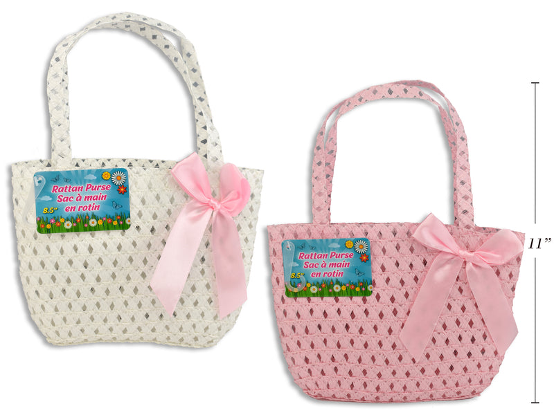 Spring Rattan Purse With Bow
