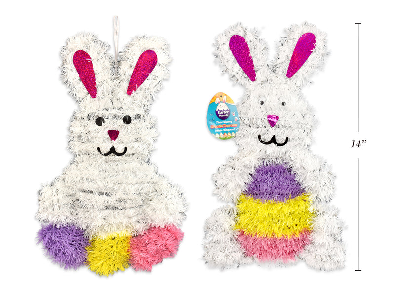 Die Cut Easter Holographic Tinsel Bunny Wreath