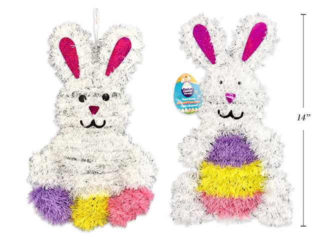 Die Cut Easter Holographic Tinsel Bunny Wreath