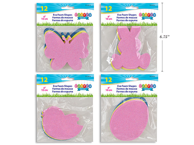 Spring Glitter EVA Foam Shapes 12 Pack