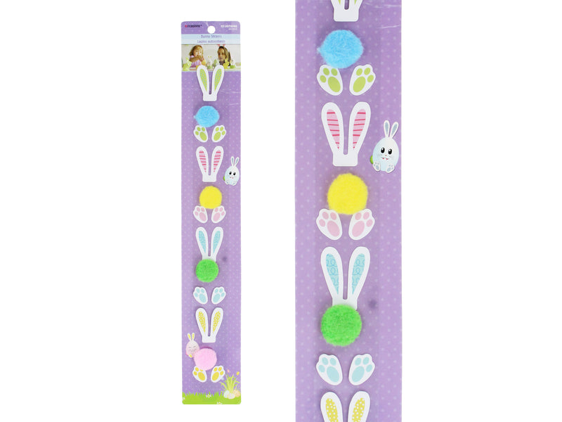 Easter PVC Bunny With Pom Pom Decoration Stickers 4 Stickers