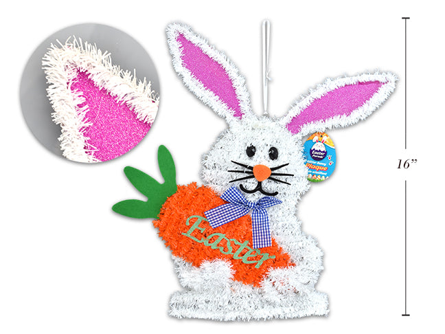 Easter Tinsel Outlined Sparkle Glitter Bunny Plaque