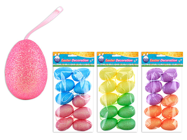 Glitter Foam Decorative Hanging Easter Eggs