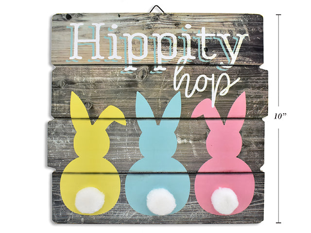 Easter Pom Pom Tail Bunny Hanging Plaque