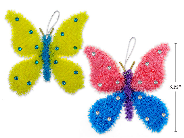 Spring Tinsel Butterfly Plaque With Jewels