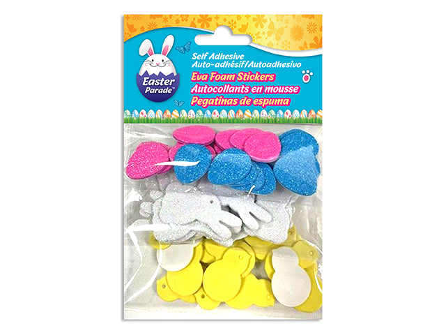 56Pcs Easter Self-Adhesive Eva Foam Stickers. 12G. 3 Asst.Styles/Pack. Pbh.