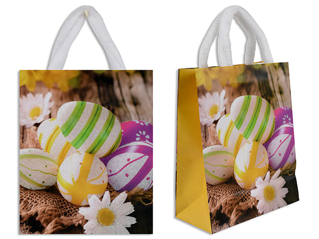 Easter Matte Glitter Gift Bag With Plush Handle