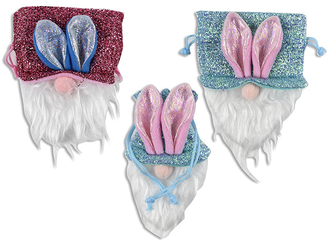 Easter Iridescent Bunny Ears Gnome Drawstring Bag