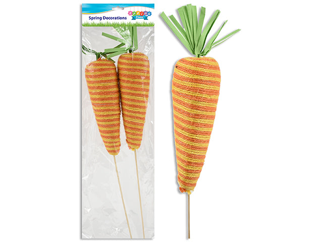 2Pk 11In 2-Tone Easter Burlap Weaving Carrot Picks. Pbh.