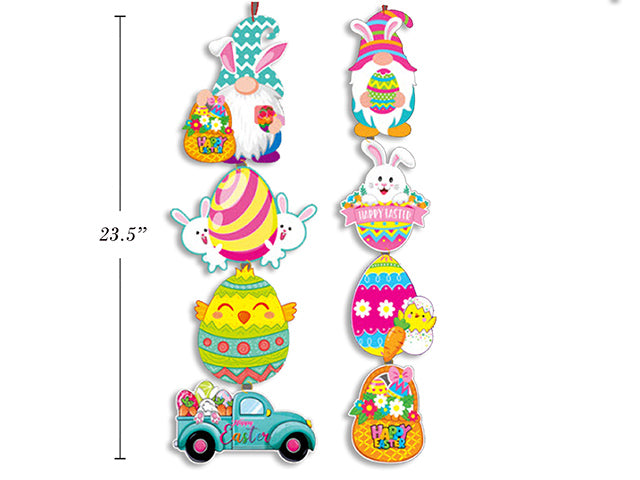 23.5In Easter Gnome 4-Section Hanging Glitter Foam Plaque. 2 Asst.Styles. Cht.