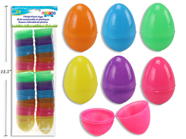 24Pk 2.5In Easter Fillable Eggs. Nested Packing. 6 Asst.Cols. Pbh.