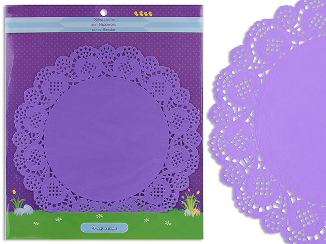 12Ct 6.5In Solid Colour Paper Doilies. Polybag W/Backer Card.