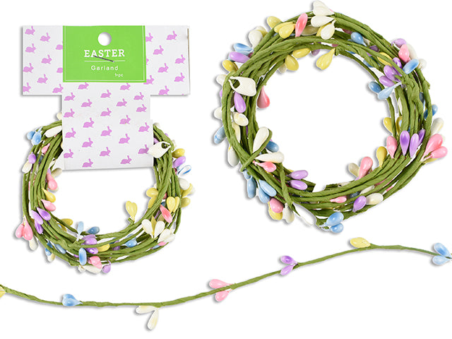 8.5Ft (2.59M) Easter Pearlized Berries Garland. Wrap Header.