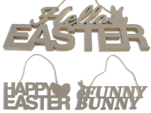 15In Easter Decor Your Own Mdf Hanging Plaque W/ Jute Hanger. 3 Asst.Styles. Cht.