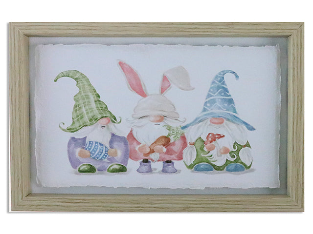 Easter Gnome Parchment Paper Framed Decor.