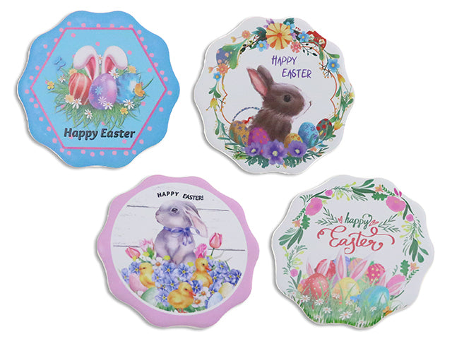 4.25In Easter Ceramic Coaster. 4 Asst.Styles.