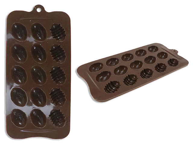 8-5/8In X 4-1/8In 15 Cavity Easter Eggs Silicone Baking / Chocolate Mold. Pbh.