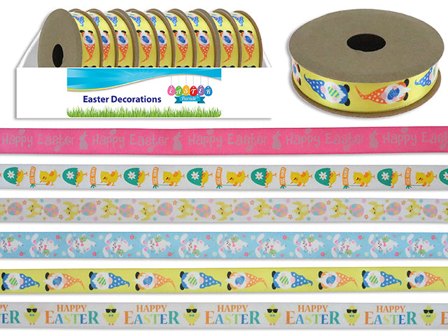 3Yd X 5/8In Easter Full Colour Printed Ribbon Assortment. 4 Asst. 24/Dsp.