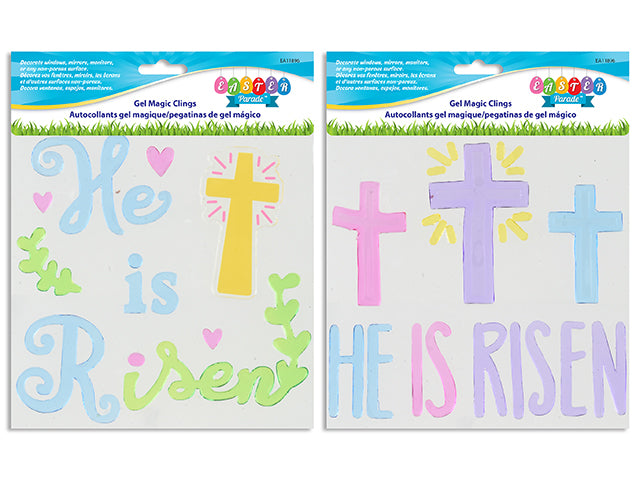 Easter Religious Gel Cling Window Decoration. Sheet Size: 7.5In X 7.5In. 2 Asst. Pbh.