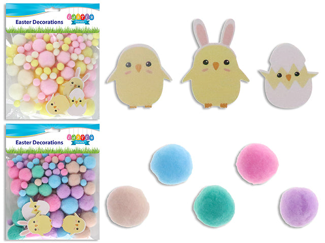 0.7Oz (20G) Easter Pom Pom W/Paper Die-Cut. 2 Asst.Styles. Pbh.