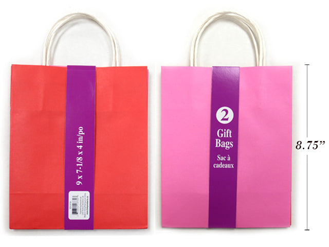 Solid Color Kraft Paper Bag Medium Size 2 Pack