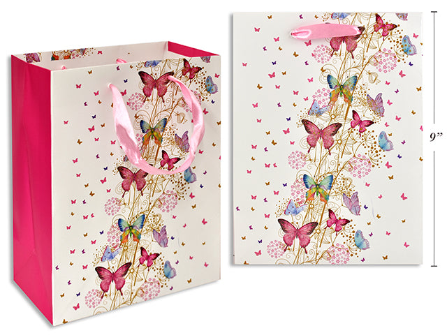 Spring Matte Gift Bag With A Glitter Butterfly Medium