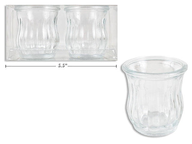 Clear Wavy Tulip Glass Candle Holder