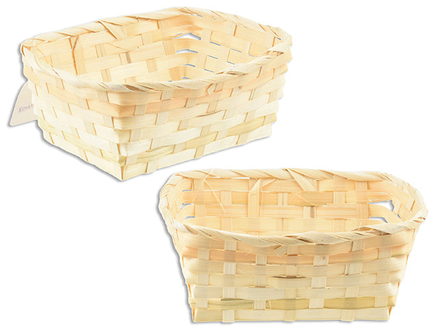 8.25(L) X 3.5In(H) Rectangular Natural Bamboo Basket. Cht.