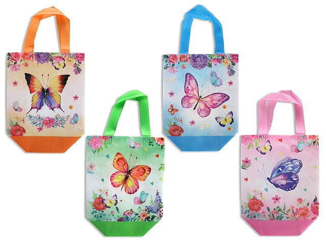 2Pk Butterflies Coated Non-Woven Bag. 4 Asst.Styles. Wrap Header.