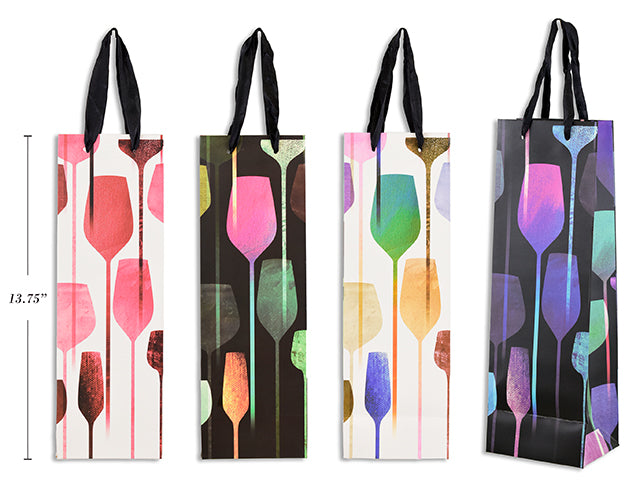 Bottle Bag printed Matte Laminate + Glitter Large 12.5 x 36 x8.5