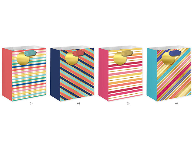 Striped Gift Bags Large 32X42X11.5Cm 4 Asst 210 Gsm