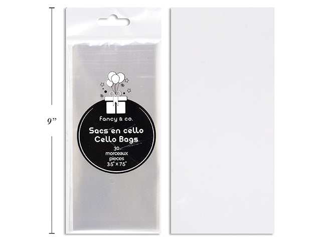 30 Micron Clear Cello Bag 30 Pcs 3.5''X7.5''