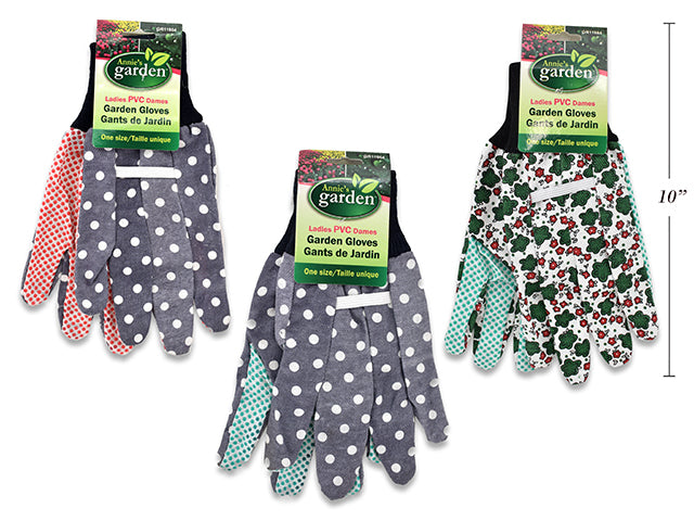 Ladies PVC Garden Gloves With Knit Cuff And Elastic Strap