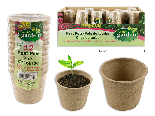 Round Paper Peat Pots 12 Pack