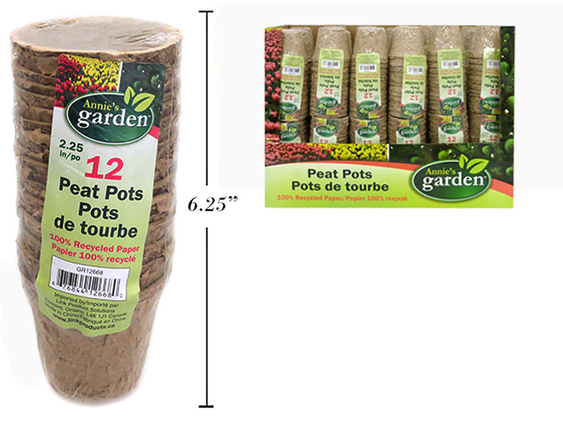 Round Paper Peat Pots 12 Pack