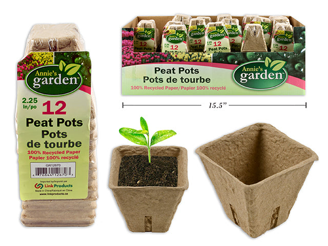 Square Paper Peat Pots 12 Pack