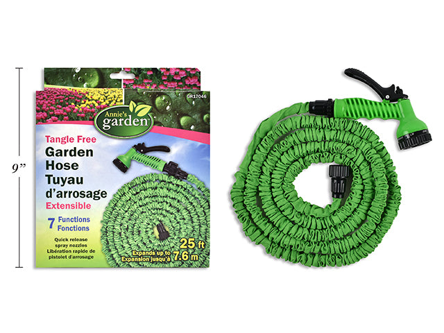 Tangle Free Garden Hose With 7 Functions Quick Release Spray Nozzles