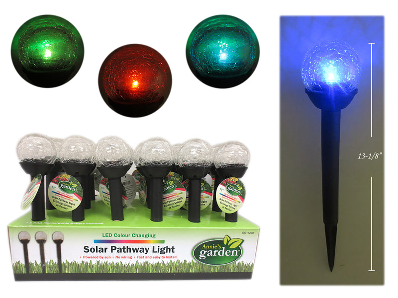 Mini Solar Crackle Glass Color Changing Pathway Light Stake