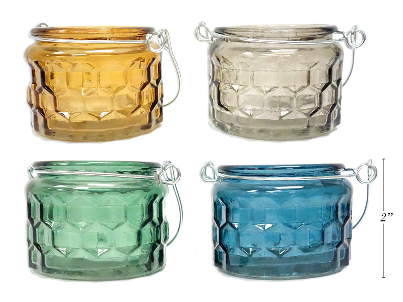 Honeycomb Tinted Glass Tealight Candle Holder