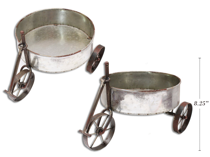 Galvanized Rusted Metal Tricycle Planter