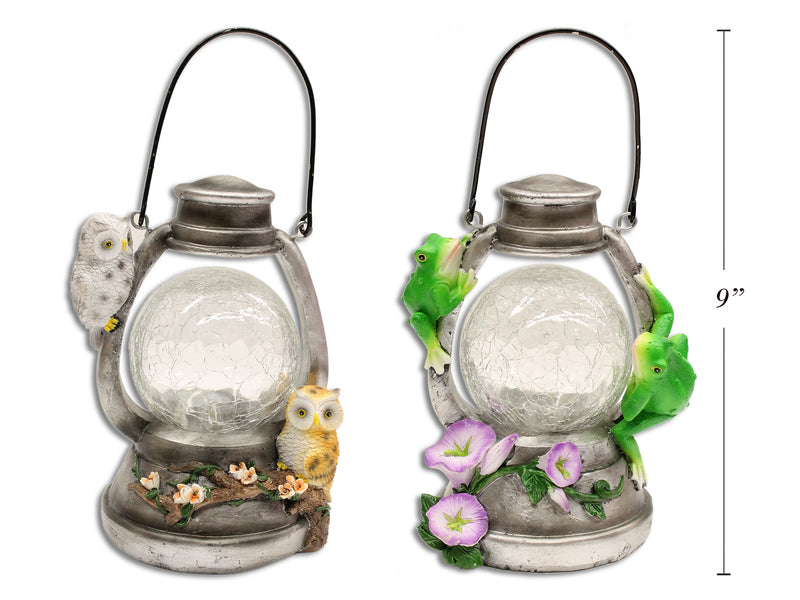 Solar Crackle Glass Hanging LED Lantern